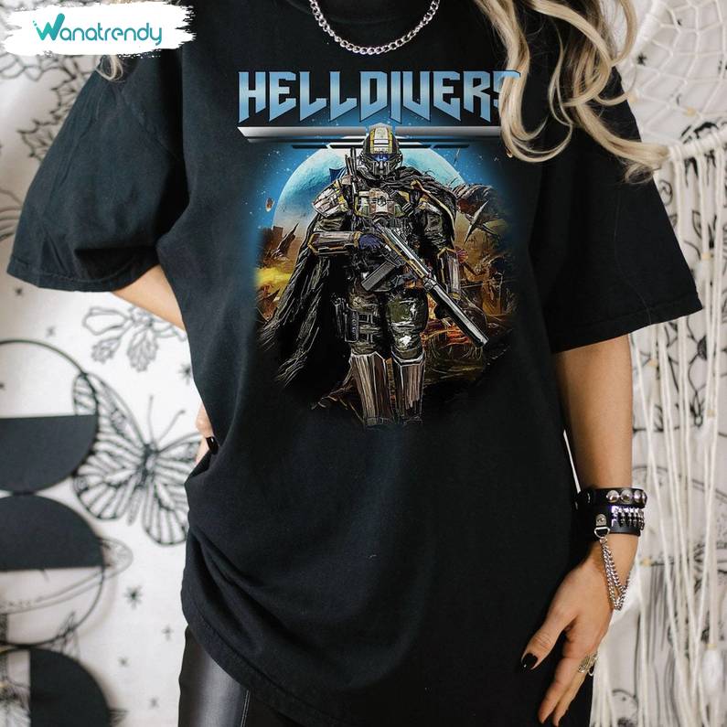 Helldivers 2 Skull Shirt, Video Game Shirt Divers 2 Crewneck Sweatshirt Tank Top
