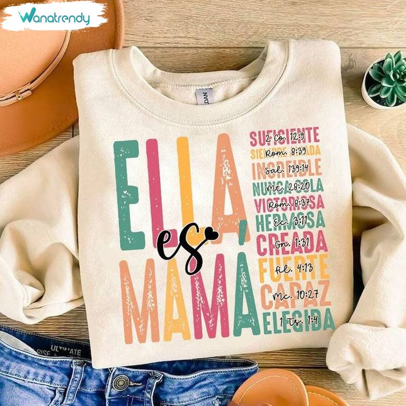 Ella Es Mama Retro Shirt, Blessed Mom Spanish Mom Crewneck Sweatshirt Tee Tops