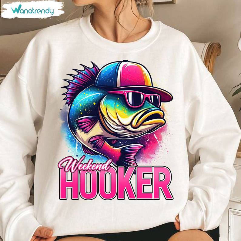 Colorful Fish Fishing Hoodie, Cool Design Weekend Hooker Shirt Tee Tops
