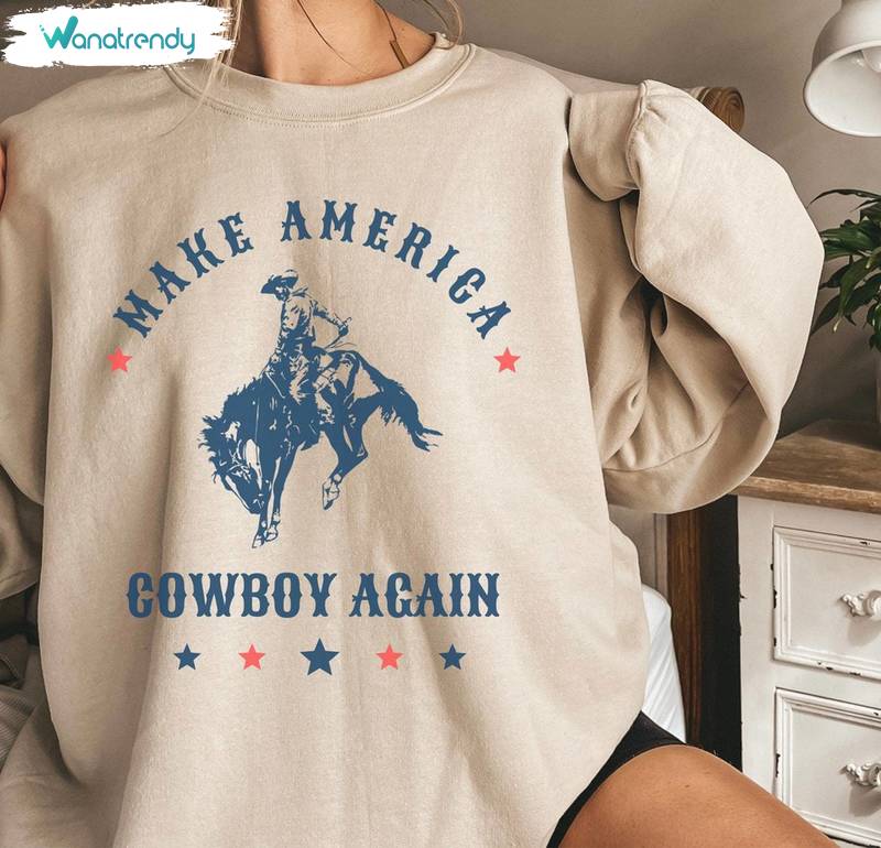 Western Cowboy Short Sleeve , Groovy Make America Cowboy Again Shirt Tank Top