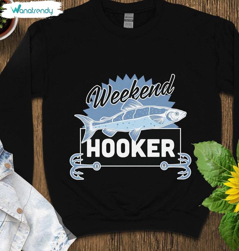 New Rare Weekend Hooker Shirt, Fish Illustration Short Sleeve Long Sleeve