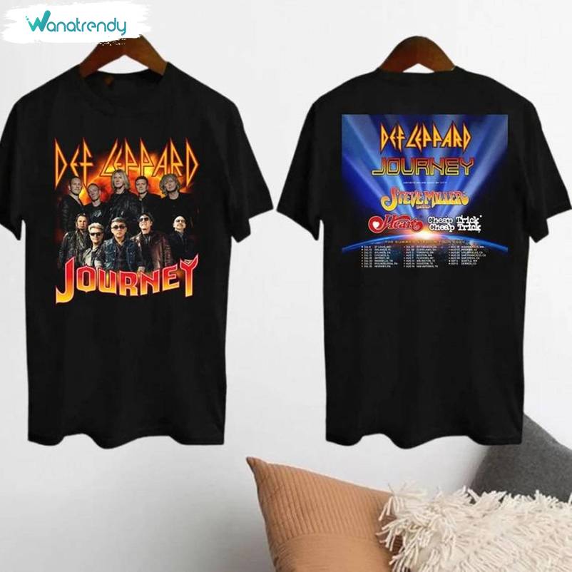 Must Have Def Leppard Tour Shirt, Journey Band Tour Short Sleeve Tee Tops