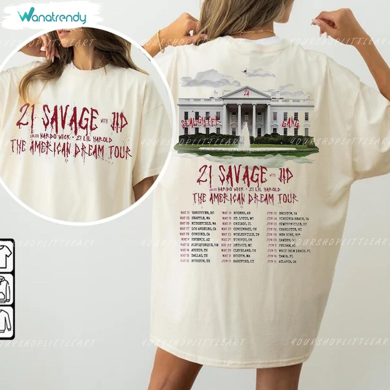 Trendy The American Dream Tour 2024 Sweatshirt , Unique 21 Savage Shirt Long Sleeve