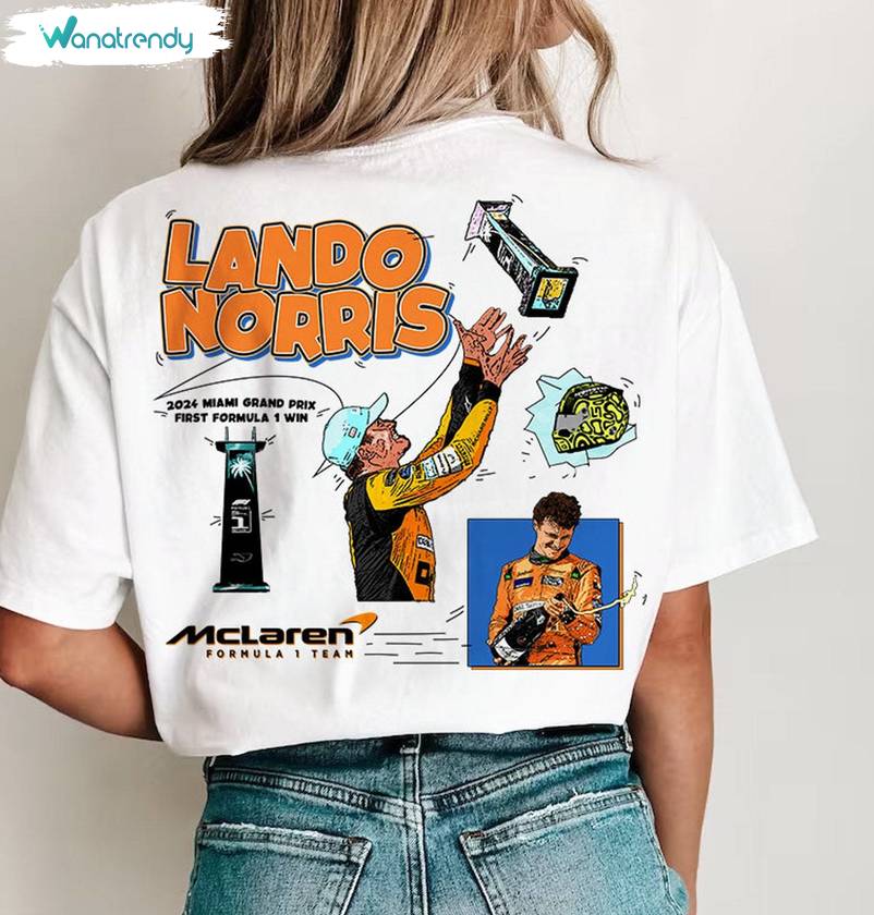 New Rare Lando Norris Shirt, Trendy Cartoon Unisex T Shirt Long Sleeve