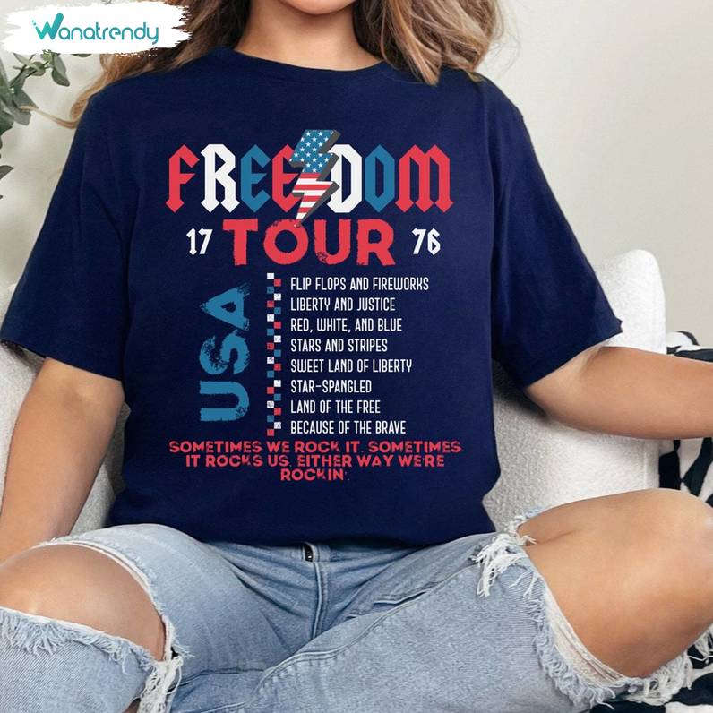 America Tour Comfort Shirt, Funny Freedom Crewneck Long Sleeve