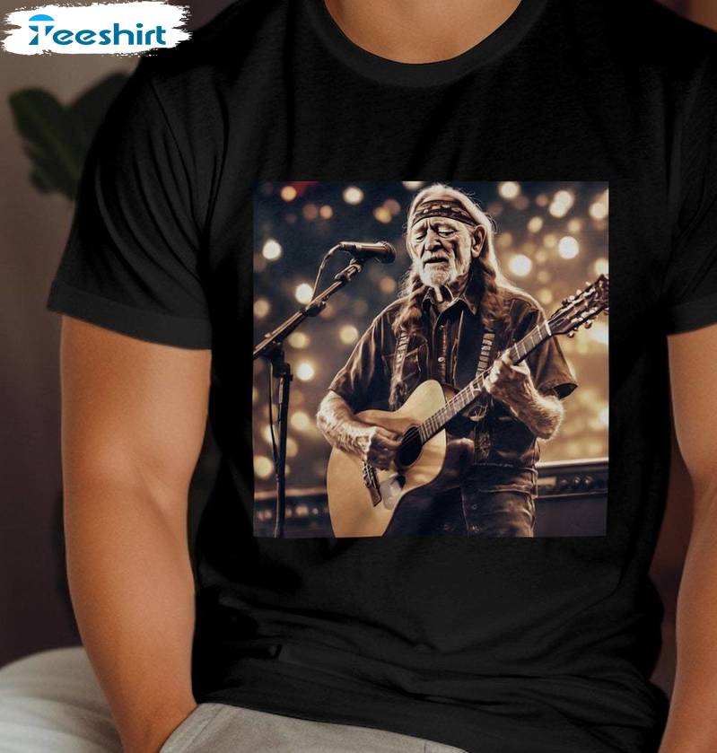 Must Have Willie Nelson On Stage T Shirt , Groovy Willie Nelson Shirt Short Sleeve