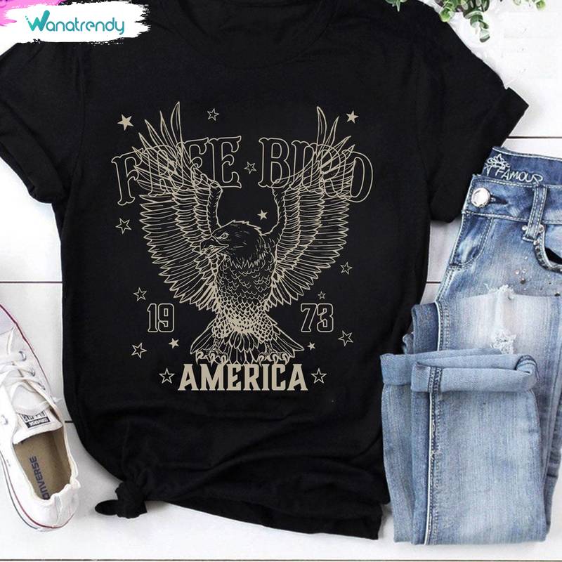 Cool Design Free Bird America Shirt, Retro Music Unisex Hoodie Short Sleeve