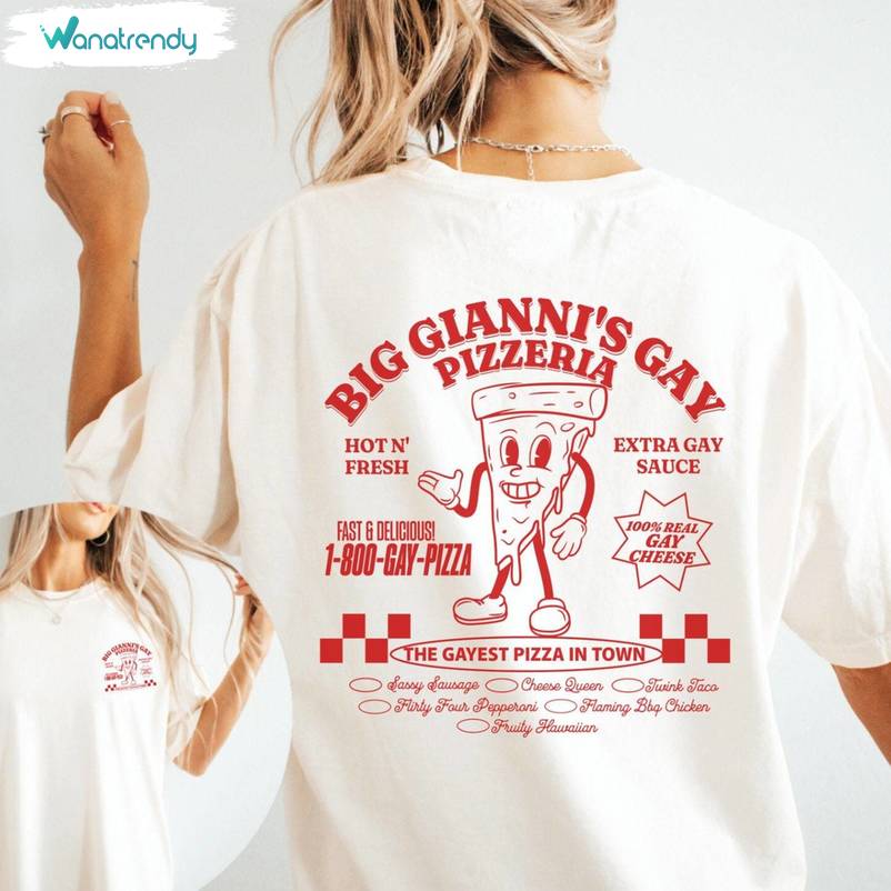 Cool Design Big Gianni's Gay Pizzeria Shirt , New Rare Pride Short Sleeve Crewneck