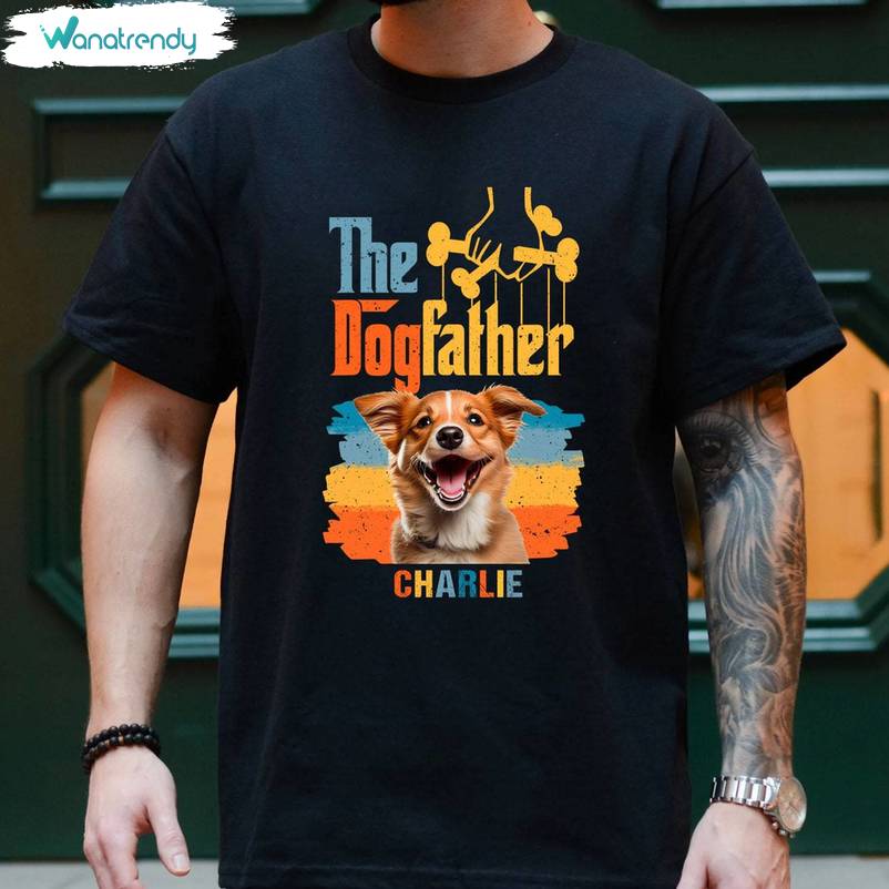 New Rare The Dogfather Shirt, Groovy Dog Dad Crewneck Long Sleeve