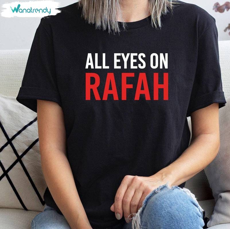 All Eyes On Rafah Groovy Shirt, Stand With Palestine Unique Crewneck Long Sleeve
