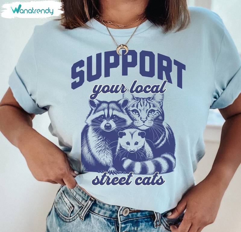 Opossum Possum Sweatshirt , Vintage Support Your Local Street Cats Shirt Crewneck