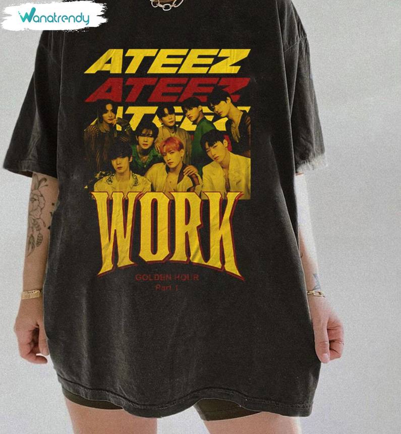 Vintage Ateez Kpop Unisex Hoodie, Comfort Ateez World Tour Shirt Long Sleeve