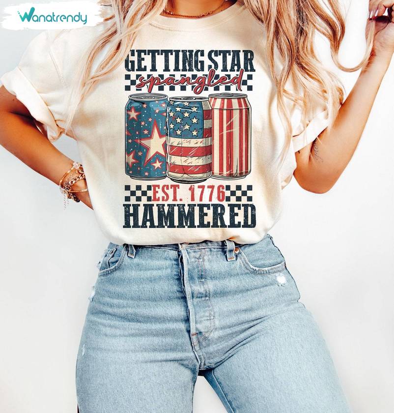 Funny America Unisex T Shirt , Comfort Getting Star Spangled Hammered Shirt Crewneck