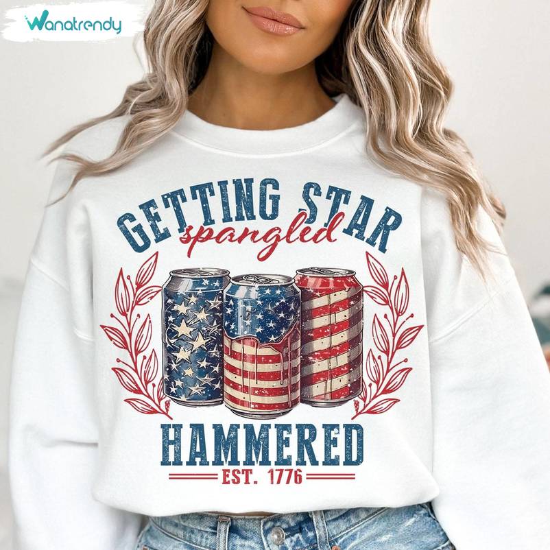 New Rare Getting Star Spangled Hammered Shirt, 4th Of July Unisex Hoodie Short Sleeve