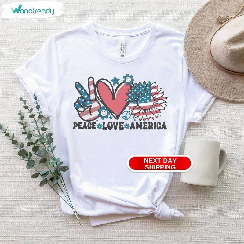 America Sunflower Must Have Unisex Hoodie, Comfort America Peace Shirt Long Sleeve