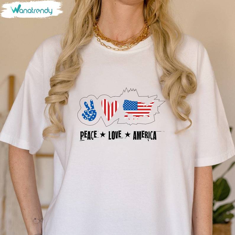 Unique Peace Love America Unisex Hoodie, Cool Design America Peace Shirt Tank Top