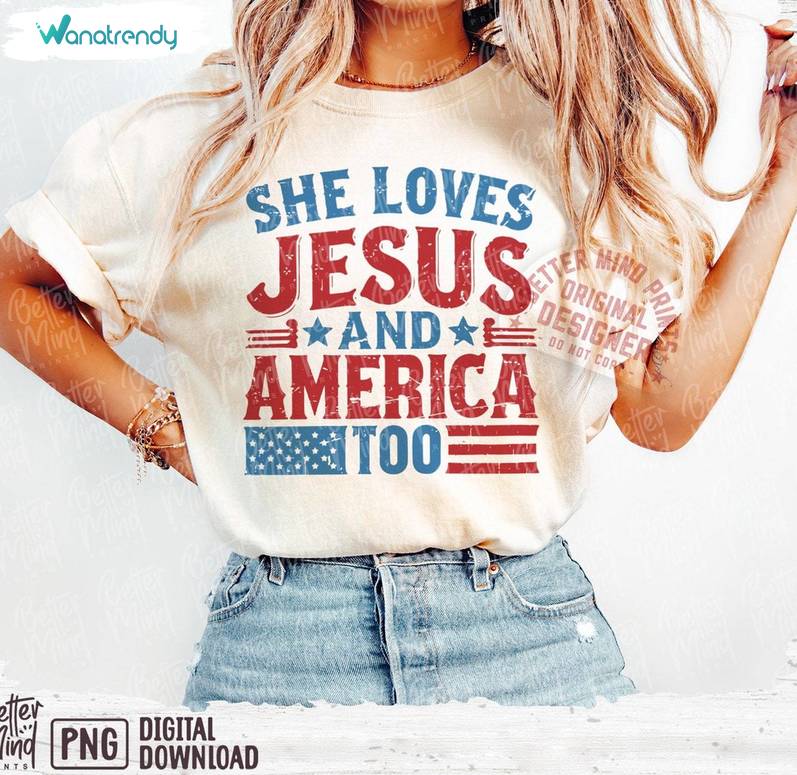 Fourth Of July Unisex Hoodie, Limited She Loves Jesus And America Too Shirt Tank Top