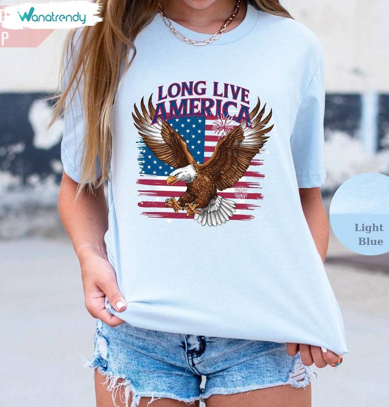 Unique Usa Flag Eagle Unisex Hoodie, Trendy Long Live America Shirt Long Sleeve