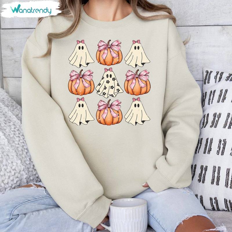 Hallowen Pumpkin Shirt, Retro Pink Pumpkin Unisex Sweater T-Shirt For Mom