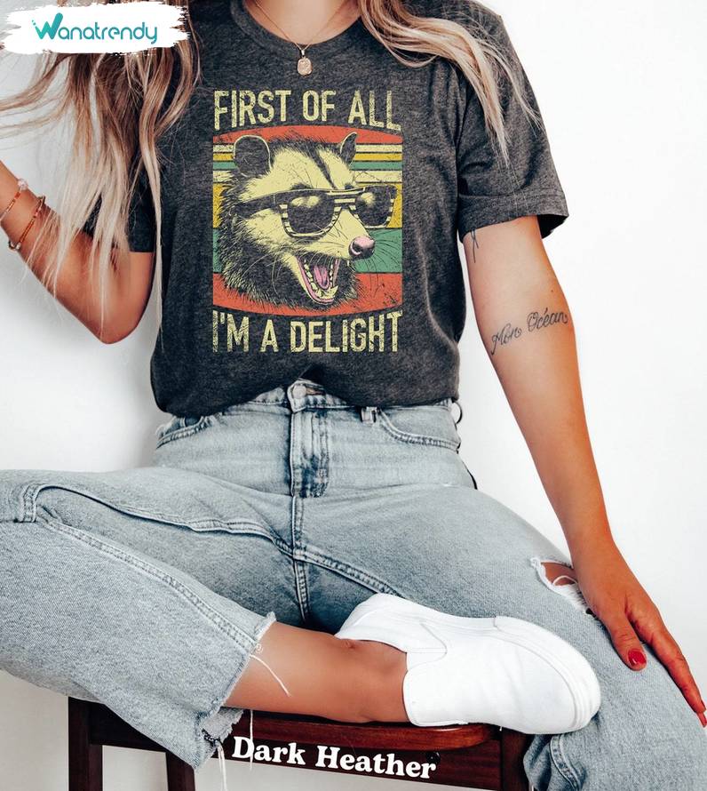 Basic First Of All I'm A Delight Shirt, Retro Opossum Lover Blouse T-Shirt