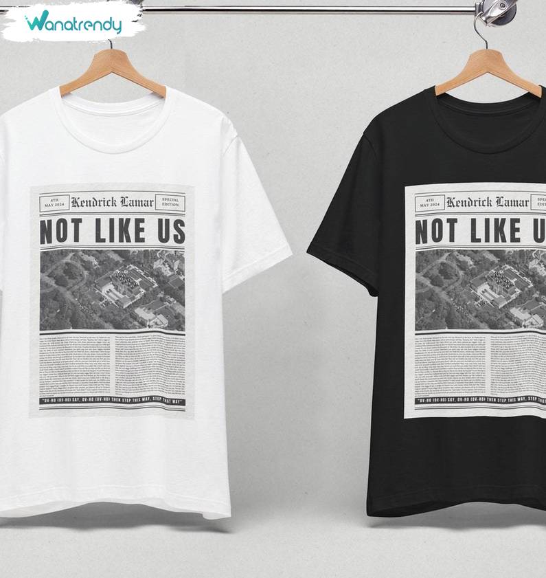 Kendrick Lamar They Not Like Us Shirt, Vintage Newspaper Lyric Dot Short Sleeves T-Shirt