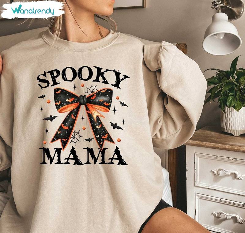 Coquette Spooky Mama Shirt, Retro Halloween Sweater T-Shirt