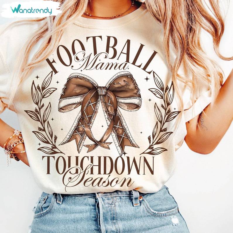 Football Mama Bow Shirt, Touchdown Sport Season T-Shirt Tank Top