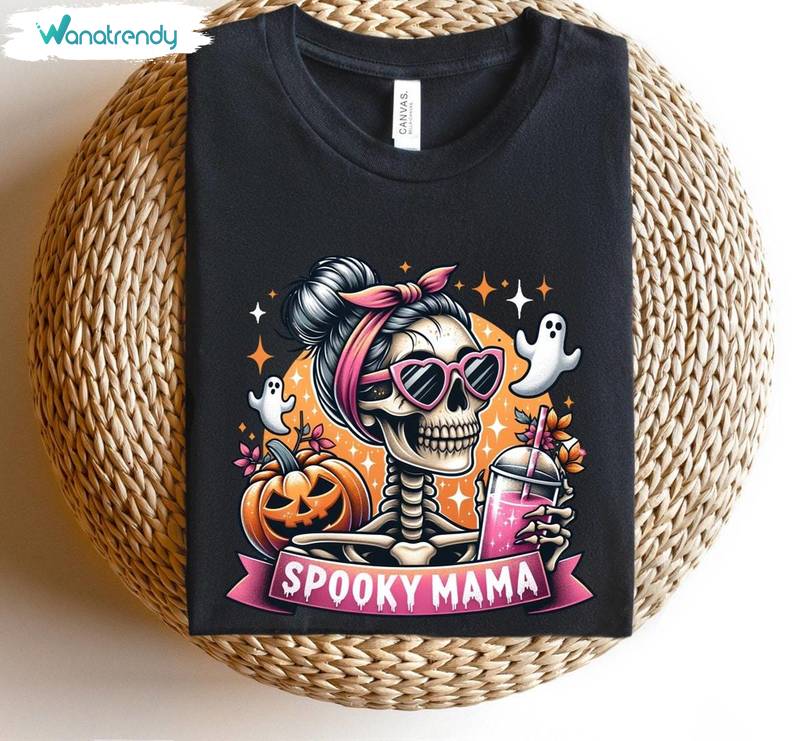 Spooky Mama Halloween Shirt, Halloween T-Shirt Short Sleeves Gift For Mom
