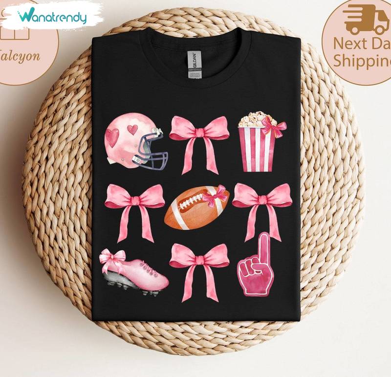 Football Coquette Bow Shirt, Coquette Doddle T-Shirt Short Sleeves For Mothers Day