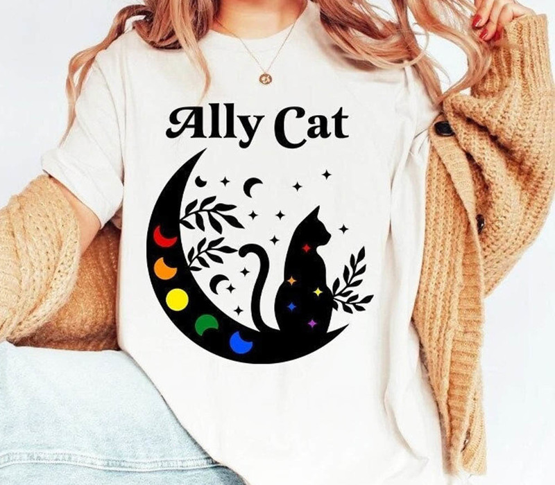 Cute Ally Cat Whimsigoth Cat Moon Phase Shirt