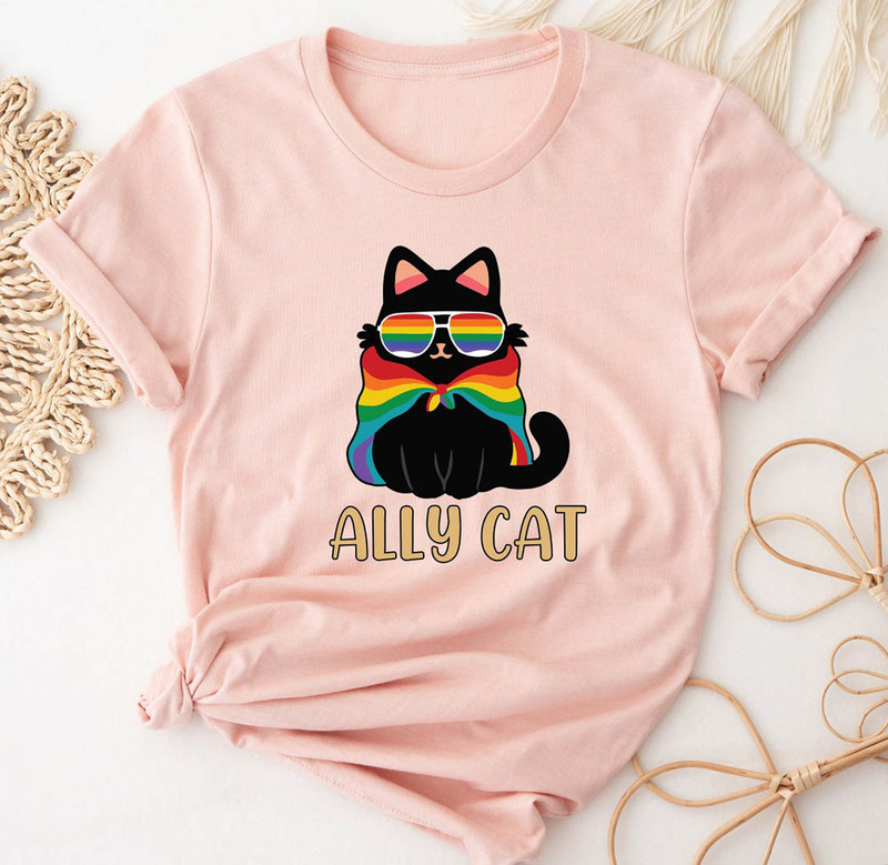 Pride Ally Cat Funny Lgbt Pride Month Shirt