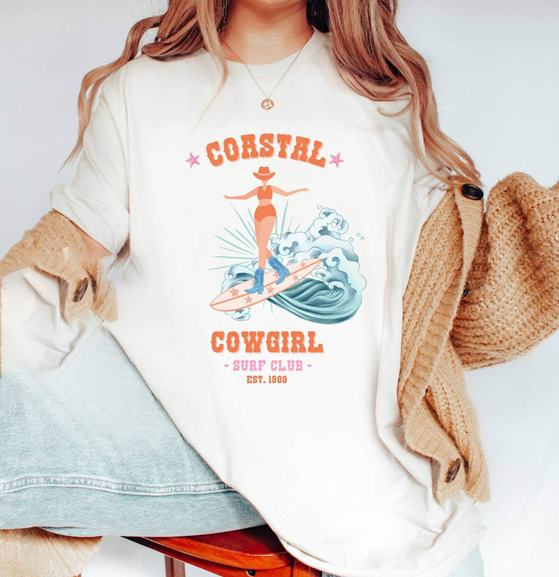 Coastal Cowgirl Surf Club Shirt, Bachelorette Howdy And Aloha Short Sleeve Tee Tops