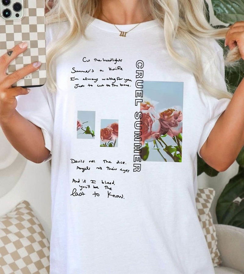 Cruel Summer Rose Taylor Shirt, Taylor Lover Album The Eras Tour Unisex Hoodie Short Sleeve