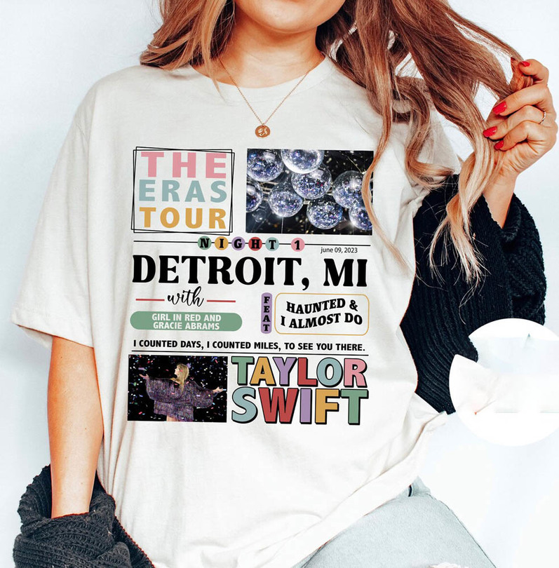 Eras Detroit Comfort Shirt, The Eras Tour Set List Short Sleeve Unisex Hoodie