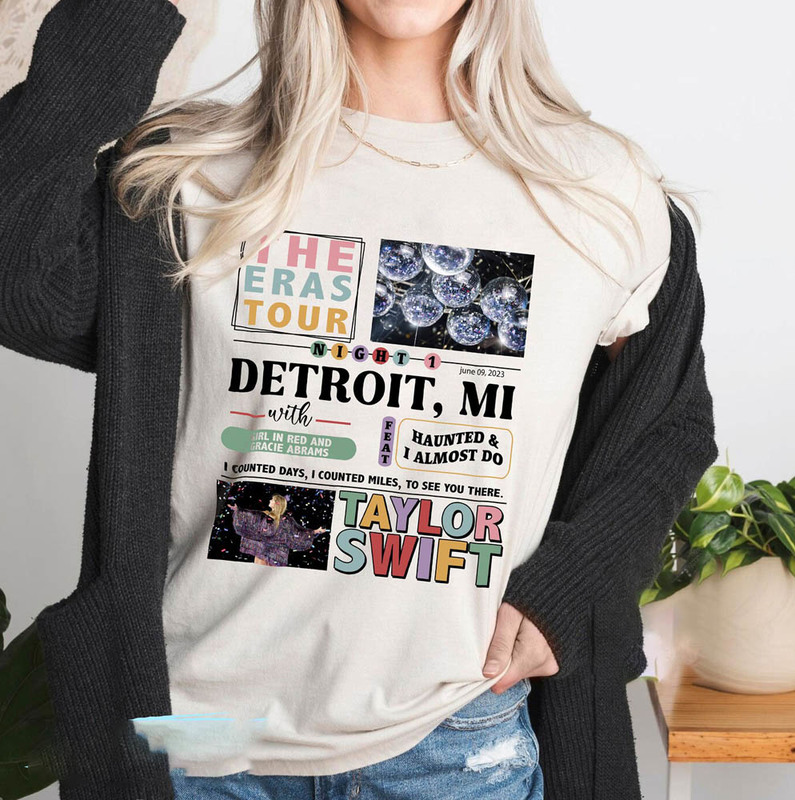 Eras Detroit Comfort Shirt, The Eras Tour Set List Short Sleeve Unisex Hoodie