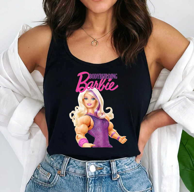 Bodybuilding Barbie Shirt, Barbie Workout Long Sleeve Unisex Hoodie
