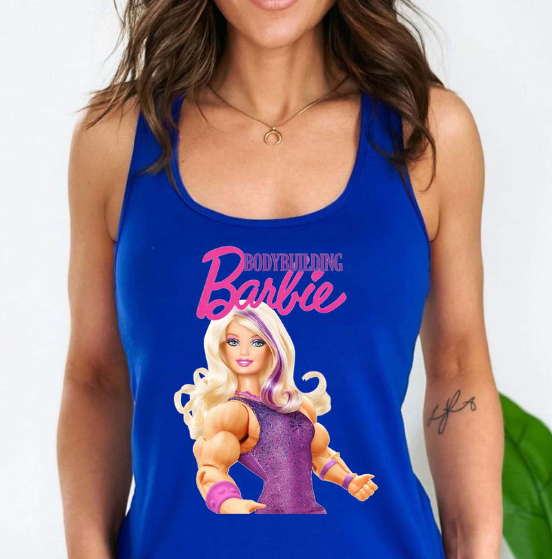 Bodybuilding Barbie Shirt, Barbie Workout Long Sleeve Unisex Hoodie