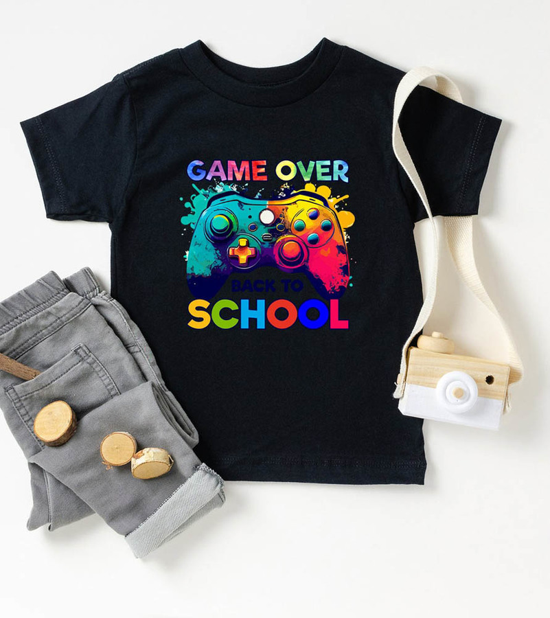 Game Over Back To School Kindergarten Shirt, Gaming School Teacher Crewneck Unisex T-Shirt