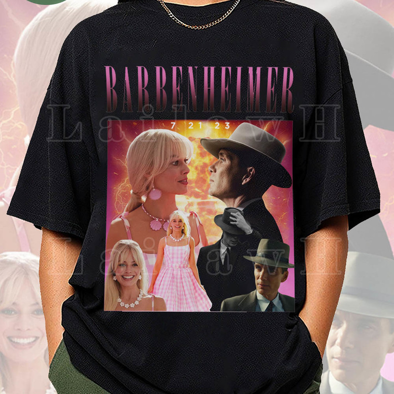 Barbenheimer 72123 Retro Shirt, Cillian Murphy Margot Robbie Short Sleeve Unisex T-Shirt