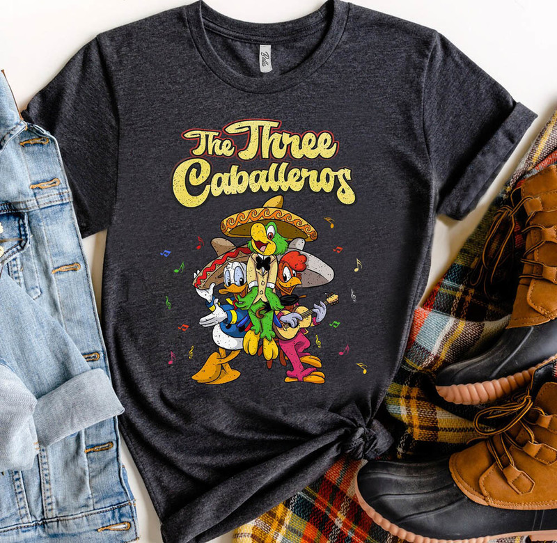 Retro Disney The Three Caballeros Shirt, Donald Duck Jose Carioca Panchito Pistoles Long Sleeve Unisex Hoodie