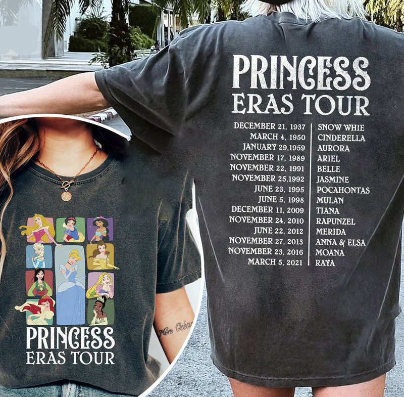 Princess Eras Tour Cute Shirt, Disney Princess Characters Unisex T-Shirt Short Sleeve