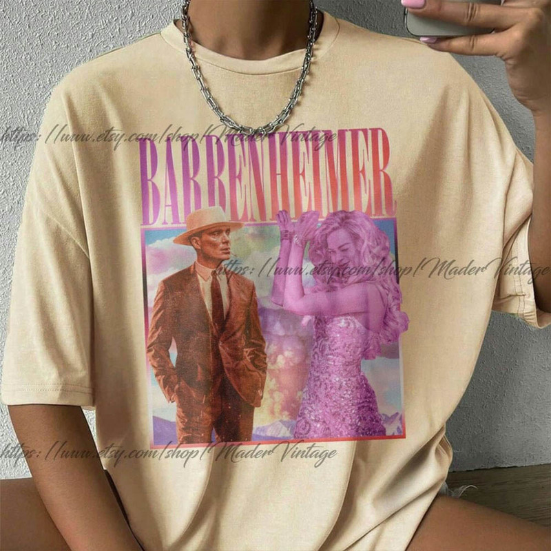 Barbenheimer Vintage Shirt , Cillian Murphy Margot Robbie Crewneck Unisex Hoodie