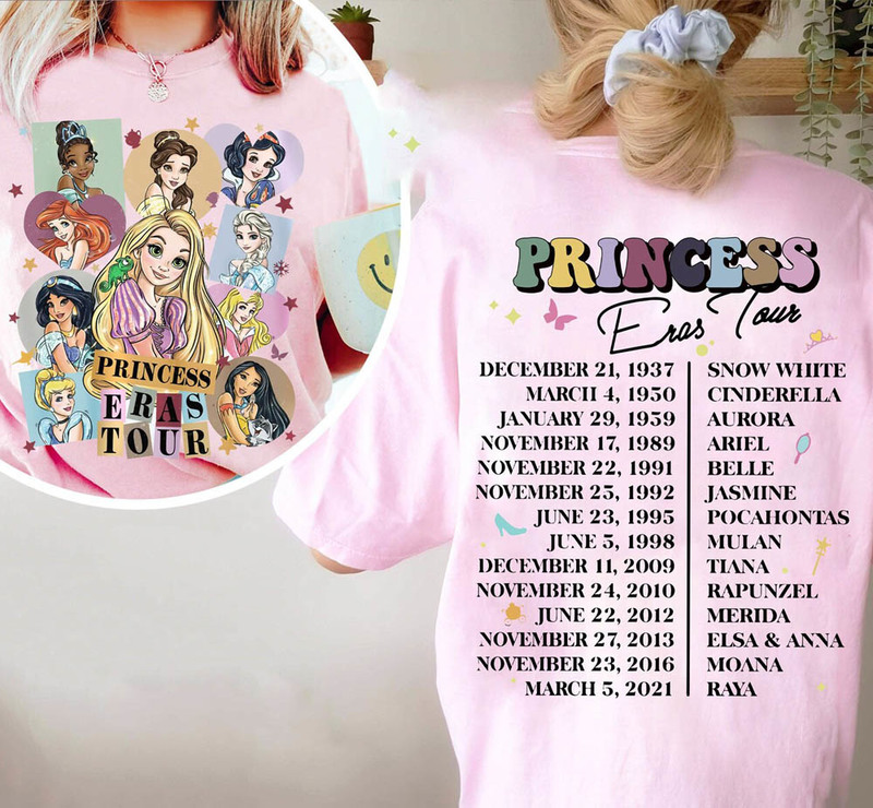 Princess Eras Tour Groovy Shirt, Cinderella Ariel Snow Crewneck Unisex Hoodie