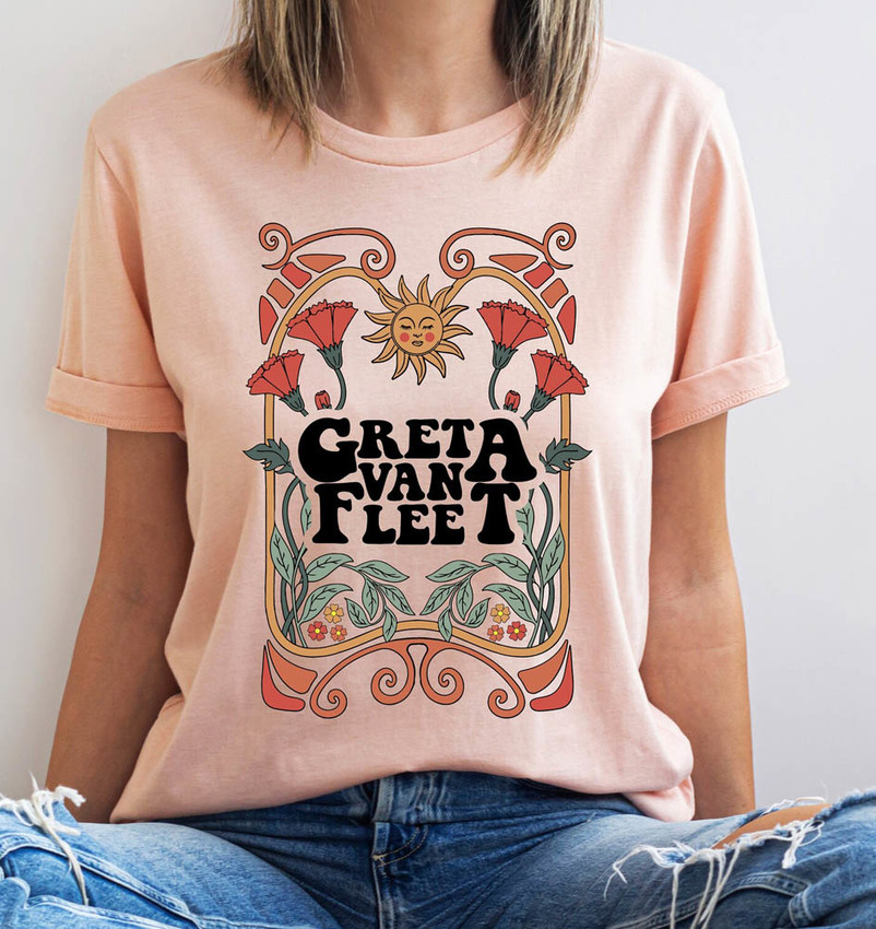 Greta Van Fleet Vintage Shirt, Floral Groovy Tee Tops Crewneck