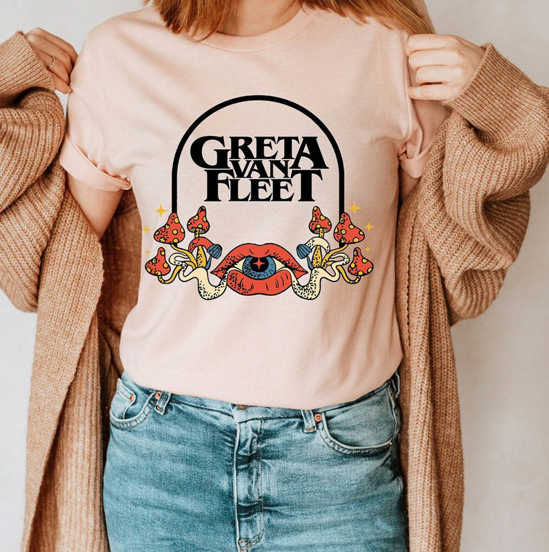 Limited Greta Van Fleet Shirt, Retro Music Band Short Sleeve Crewneck