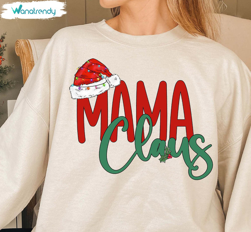 Christmas Color Light Santa Hat Mama Claus Sweatshirt